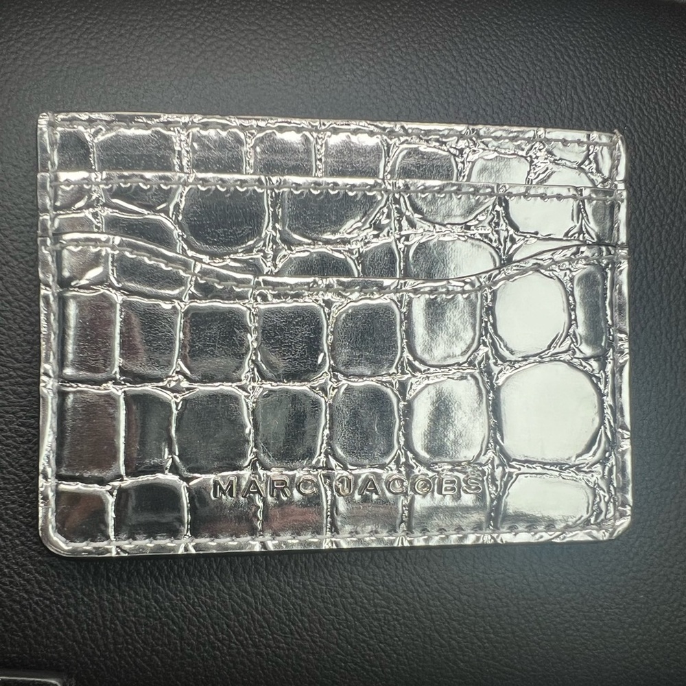 Marc Jacobs Metallic Croc Embossed Leather Card Holder